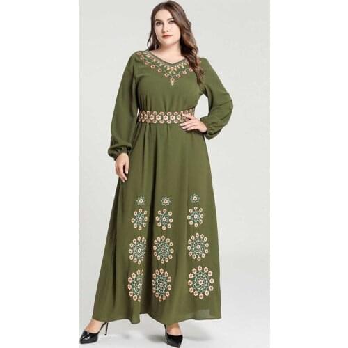 Green Abaya Kaftan Dubai Hijab Muslim Dress Islamic Clothing for Women Caftan Turkish Dresses Robe Femme Kleding Arabic Vestidos