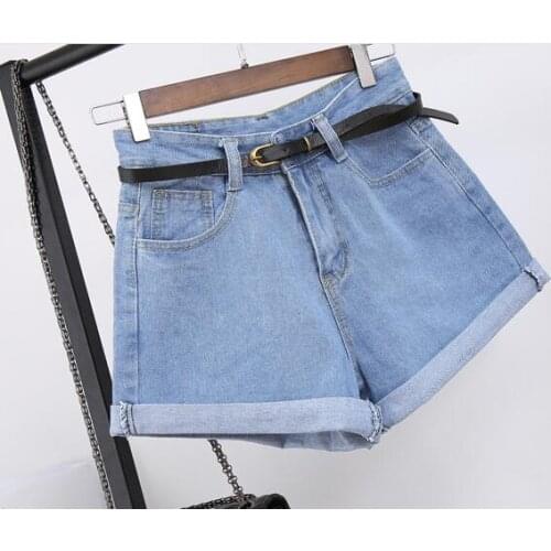 New 2018 Korean fashion flash loose thin waist strap tassel wide leg shorts denim shorts female summer