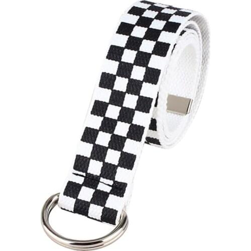 Luxury Women Belt Checkerboard Canvas D Ring Fashion Men Belt Plaid Waist Strap Waistband ремень мужской