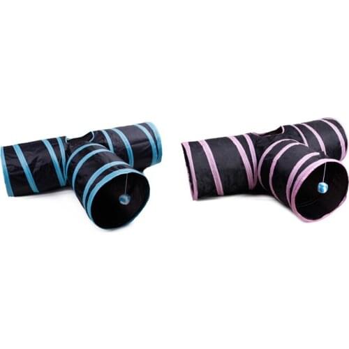 Pet Cat Tunnels Collapsible Foldable 3-Way Play Toy for Rabbits Kittens