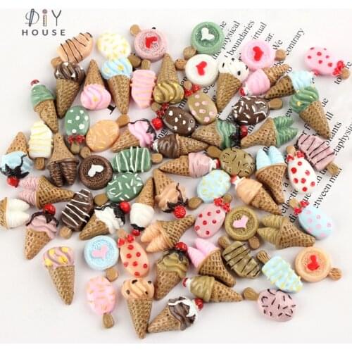 10-50Pcs Simulation Ice Cream Dessert Flat Back Planar Resin Accessories DIY Craft Supplies Phone Shell Patch Ornament Kids Toys