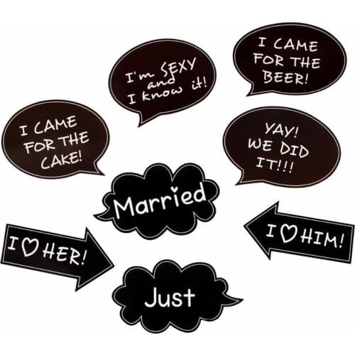 16pcs/set Just Married Photo Booth Team Bride Groom Bridal Shower Party Wedding Decoration
