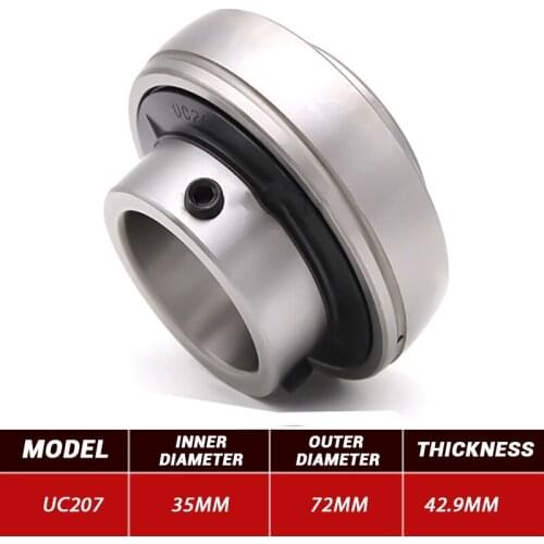 3pcs Outer Wire Bearing UC207 Mental Pillow Block Bearing UC207 35mm*72mm*42.9mm Steel Bearings High Quality