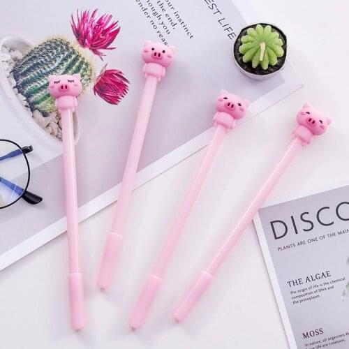 40pcs Pink Little Pig Cute Cartoon Neutral Pen Black 0.5 Mm Fountain Pen Student Stationery Kawaii Pens Wholesale Christmas