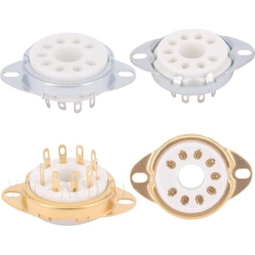 8pcs ceramic tube socket big 9 pins Vavle tube socket GZC9-2-F for EL504 PL504 EL519 PL519 6P12P Vacuum Tube Amplifier Vintage