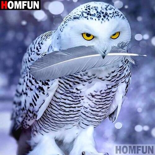 HOMFUN Diamond Painting Cross Stitch "Animal owl" Full Square Round Diy 5d Diamond Embroidery Picture Rhinestone Art A27332