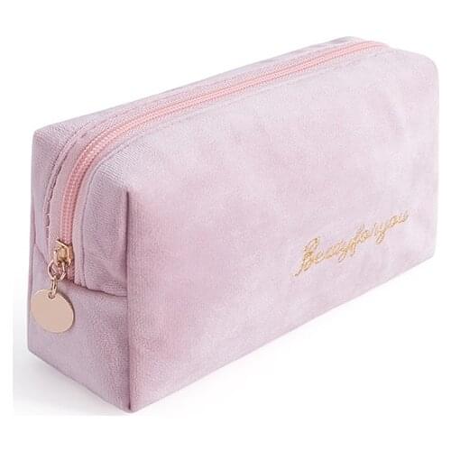 Girls Velvet Organizer Cosmetic Bag Vintage Soft Toiletry Package Women Travel Makeup Bags Lipstick Pouch Beauty Case