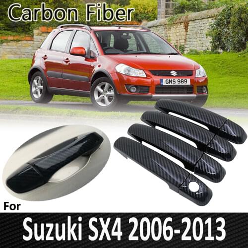 Black Carbon Fiber for Suzuki SX4 Fiat Sedici Maruti 2006 2007 2008 2009 2010 2011 2012 2013 Door Handle Cover Car Accessories