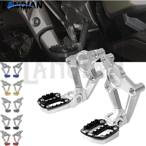 CNC Motorcycle Folding Rear Foot Pegs Footrest Passenger For HONDA xadv 750 XADV750 XADV-750 2017 2018 xadv LOGO Accessories