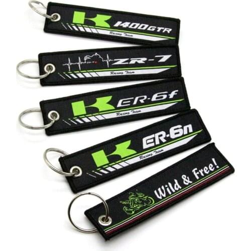 For Kawasaki ER6N ER6F ZR-7 1400GTR New 2019 Motorcycle Key Chain Woven Key Ring Tag Label Chain Black Car Keychain