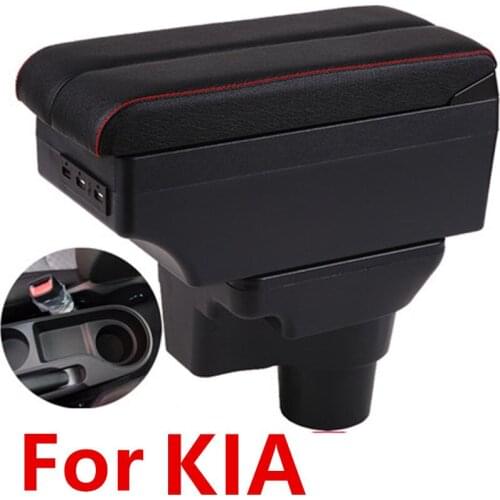 For Russia KIA K2 Rio 3 Armrest Box 2016 2012 2015 2014 2013 2012 Car Storage USB Leather Auto Cup Holder