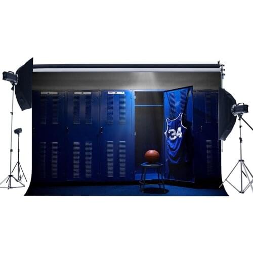 Blue Locker Backdrop Interior Polo Shirt Basketball Backdrops Players Dressing Room Grunge Carpet Background