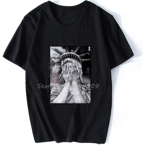 T Shirt Statue Of Liberty New York Anti Ymcba Trippy Funny Men Cotton T Shirt Hip Hop Tees Tops Tshirt Harajuku Streetwear
