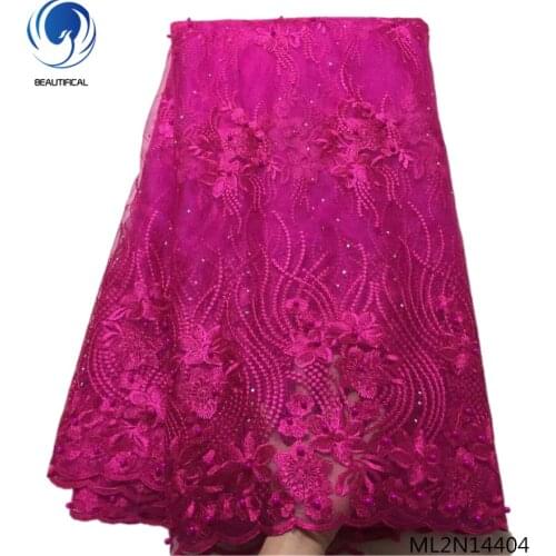 BEAUTIFICAL Plum red embroidered african mesh lace fabric elegant blue tulle lace fabric wedding lace fabric nigerian ML2N144