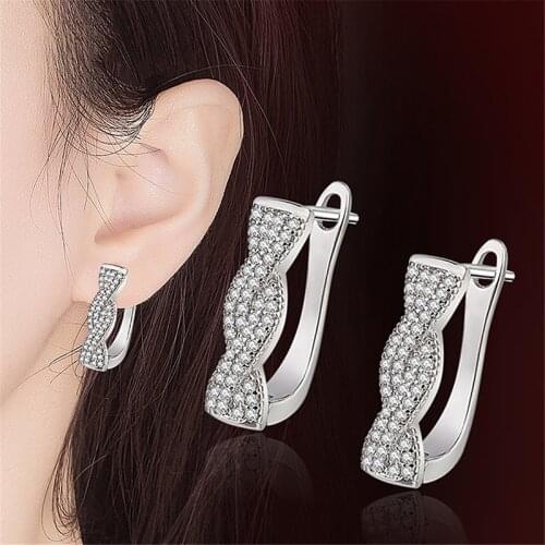XIYANIKE 925 Sterling Silver Creative Lace Full Zircon Rope Twisted Earring Fashion Temperament Gorgeous Jewelry Women Wholesale