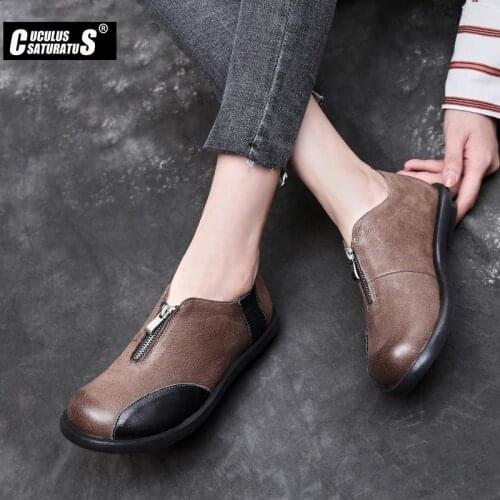Women casual loafers flats shoes women genuine leather slip-on ballerines flats soft comfortable mother shoes nursing shoes