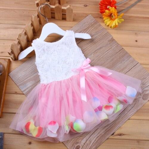 Cute Summer Mini Tutu Dress Candy Color Petal Hem Dress Floral Clothes Princess Baby Party Clothing Summer For Baby Dresses Girl