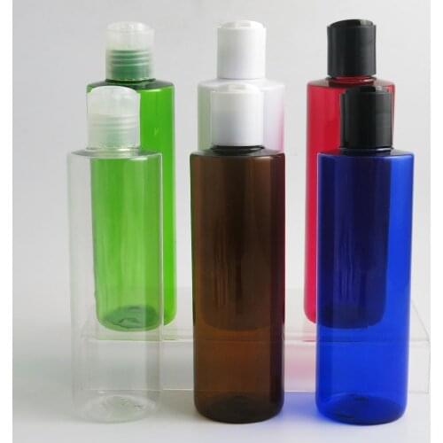30 x Refillable 250ml Flat Shoulder Round Cream Lotion bottle Plastic Clear Blue Green Red Cosmetic container with Disc Top Cap