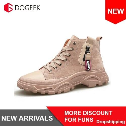 DOGEEK Fashionable Mens Martin Boots Shoes Pipa Leather Casual Warm Workwear Shoe Laces Non-slip Classic Leather Boots