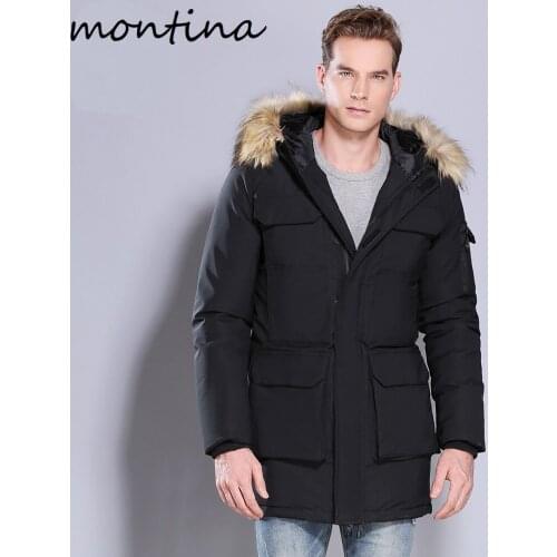 2019 Montina New Collection Men Winter Jackets Long Stylish Mens Parka Overcoat Fur Hooded Coat Cotton Padded Parka Jackets