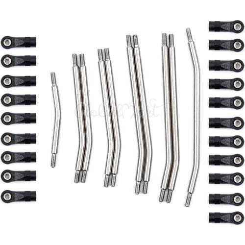 Metal Link Set Sturdy Vehicle Linkage 5mm Steering Rod with Nylon End for 1/10 RC Crawler Car Axial SCX10 II 90046 90047 90075