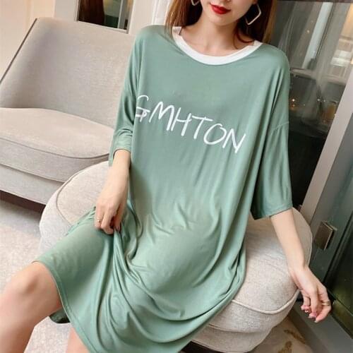 90 KG People Wear Dress New Modal Summer Nightgowns For Women Loose Half Sleeve Sleep Shirt Casual Night Gown Vestidos Mujer