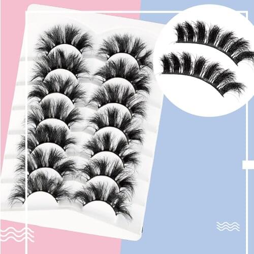NEW 7Pairs Fluffy 25mm Lashes Mink Eyelash extension Cruelty Free Eyelashes Messy Natural Long Thick False Eyelashes Extension