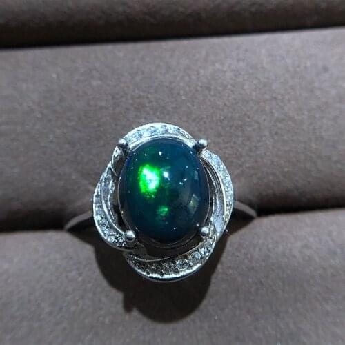 New products, natural black Opal ring, 925 silver inlay, hot selling. From Australia Beautiful fire