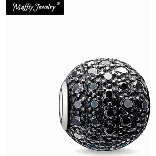 Charm Beads Black Pave,Karma Europe 2017 Brand New Good 5mm Hole Zirconia Jewelry Fit Key Necklace Bracelet,Earring, Silver