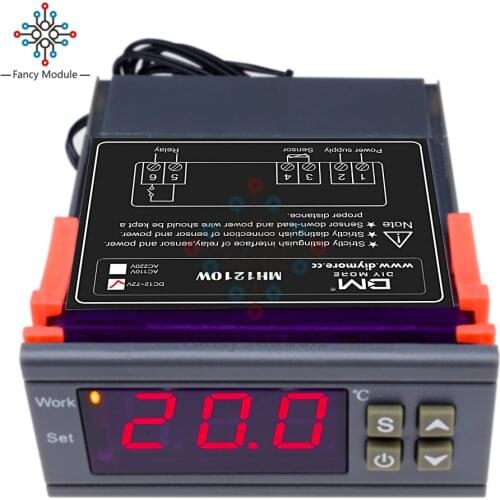 MH1210W 10A Single display Digital Temperature Thermostat Regulator Controller NTC Sensor DC 9-72V Wide Voltage