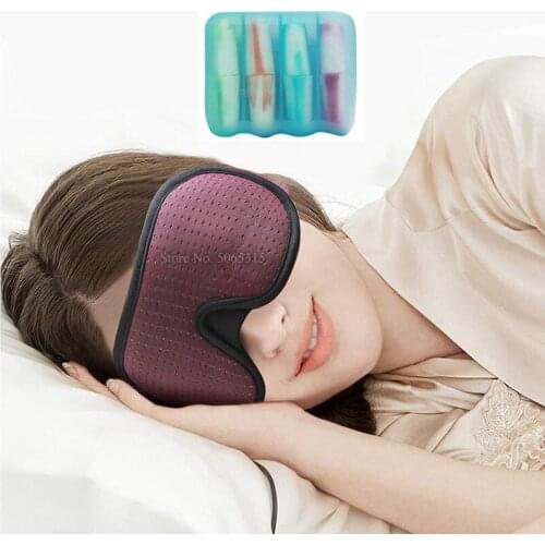 Portable 3D Sleeping Eye Mask Shading Mask For Sleep Soft Adjustable Bandage On Eyes Eyeshade Cover Travel Eyepatch +Ear Plugs