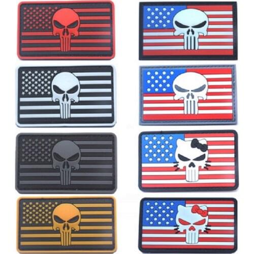The American Flag Rubber Patch 3D PVC American Skeleton Patches