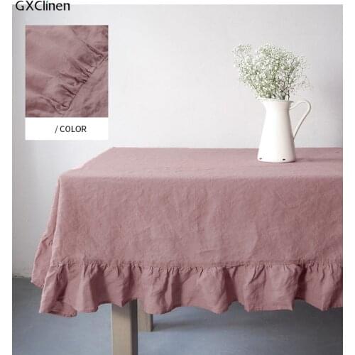 GXClinen Nature Linen Wedding Party Table Cloth Rectangular Nordic Linen Dining Table Cover Tablecloth Kitchen Home Decor White