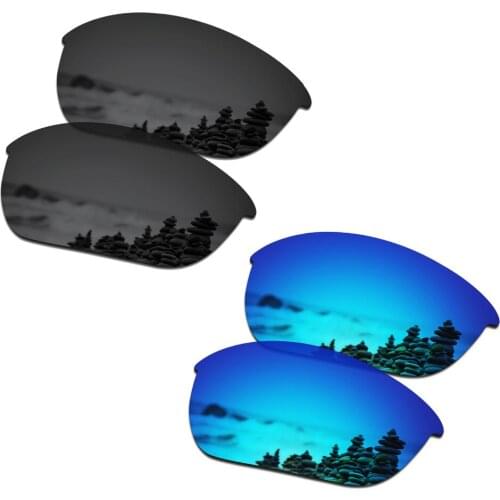 SmartVLT 2 Pairs Polarized Sunglasses Replacement Lenses for Oakley Half Jacket 2.0 Stealth Black and Ice Blue