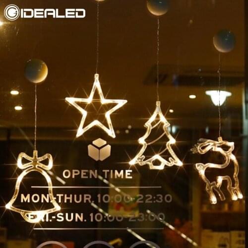 Led Christmas lights decoration suction cup snowman Christmas tree five-pointed star curtain lights battery lights holiday light