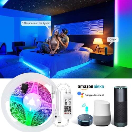WiFi Smart Light LED Strip Light 5m 10m 15m RGB LED Intelligent WiFi Lamp 49ft Diode Ribbon Backlight WiFi App aleax Googel Home