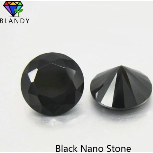Wax Setting Black Nano 100pcs/lot 3.25~8.0mm 5A Round Machine Cut Nano Black Stone Synthetic Gems For Jewelry