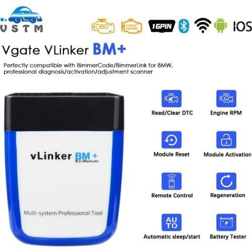 Vgate vLinker BM+ For BMW Scanner ELM327 Bluetooth 4.0 OBD 2 wifi OBD2 Car Diagnostic Tool ELM 327 Auto ODB2 For BMW Bimmercode