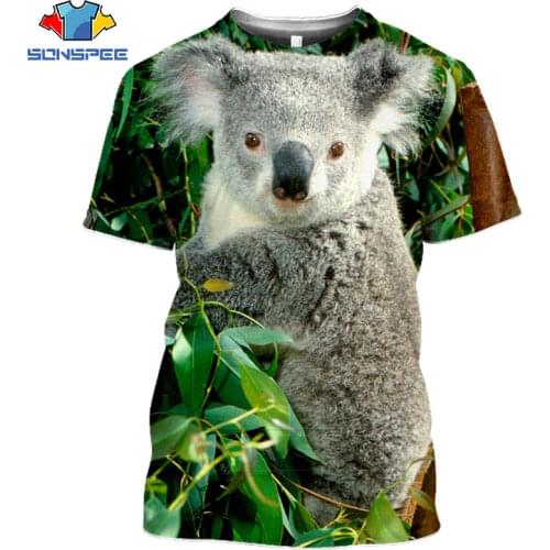 Kawaii Cute Koala Animal Print Women T shirt 2021 Summer Funny O-neck Short Sleeve Tee Harajuku Casual Mens Clothing Tops
