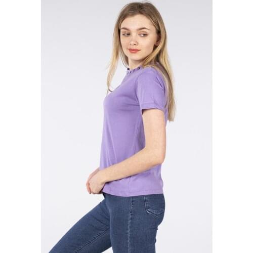 BARRELS AND OIL Women Colar Printed T-shirt-lilac