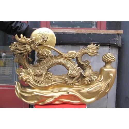 Sign Brass Copper Feng Shui spit Water blessing Lucky auspicious Dragon Statue