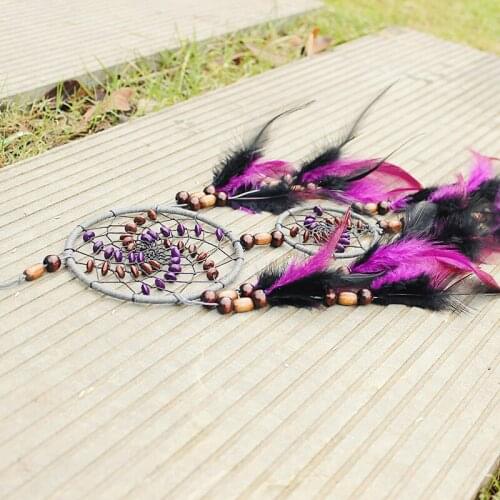 Double Ring Dream Catcher Net Feather Handmade Dream Catcher Indian Style Home Room Wall Car Hanging Decoration Ornament 1pc