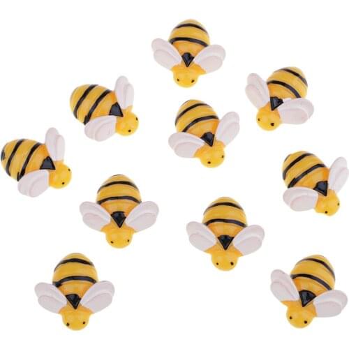10 Pieces Bee Shape Resin Flatback Embellishment for DIY Kids Hair Accessories Jewelry Making Crafts DIY