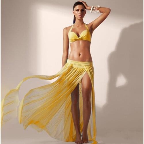 Sexy Side Slit Beach Skirt Fashion Solid Color Womens Skirt Summer Long Beach Maxi Dropped Net Yarn Female Skirt