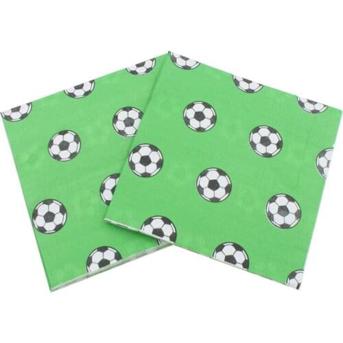 33*33cm 100Pcs Football Match Decoration Beverage Green Paper Napkins Football Event Party Disposable Tissue Napkins Serviettes