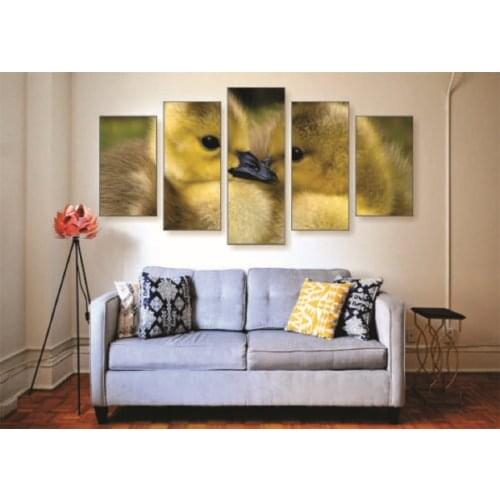 No Framed Loving Ducks 5 Pcs Canvas Picture Wall Art Modern Vintage Print Canvas Wall Decor for Living Room