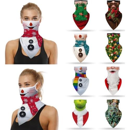 3D Printed Bandana Scarf Women Men Christmas Party Face Mask Scarf Outdoor Headband Riding Masks Xmas Triangle Scarf Santa Claus