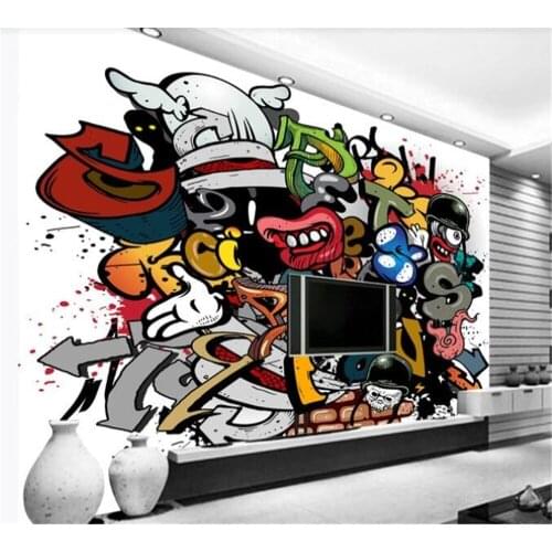 Beibehang Custom 3D mural fashion colorful cartoon graffiti bar KTV tooling background wall decoration painting wallpaper