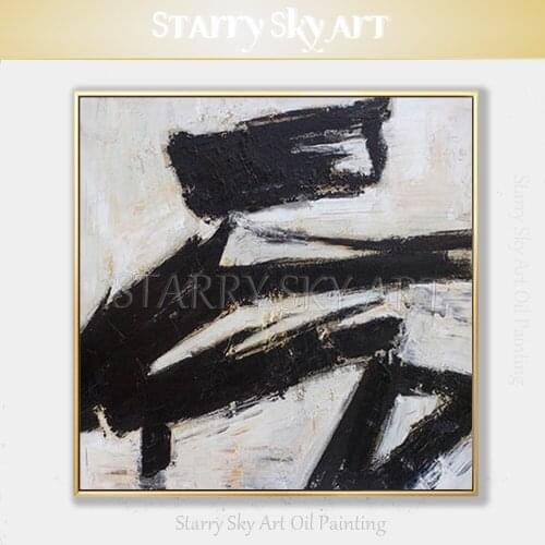 New Arrivals Hand-painted High Quality Abstract Black and White Acrylic Painting Thick Knife Painting for Corridor Decoration