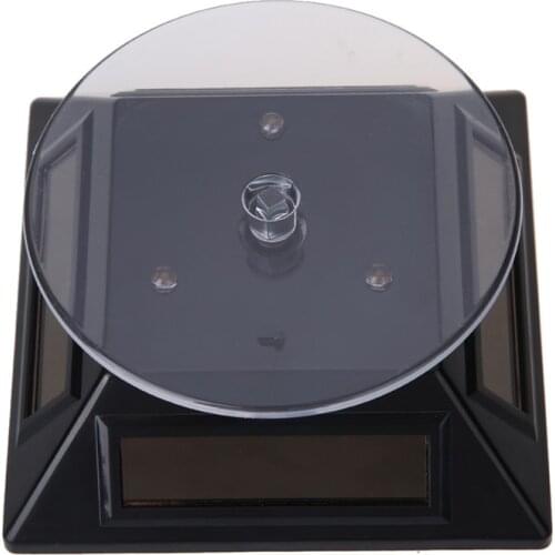3LED Color Change 360 Degree Solar Showcase Turntable Rotating Watch Jewelry Display Stand Display Case Gold/Silver/White/Black